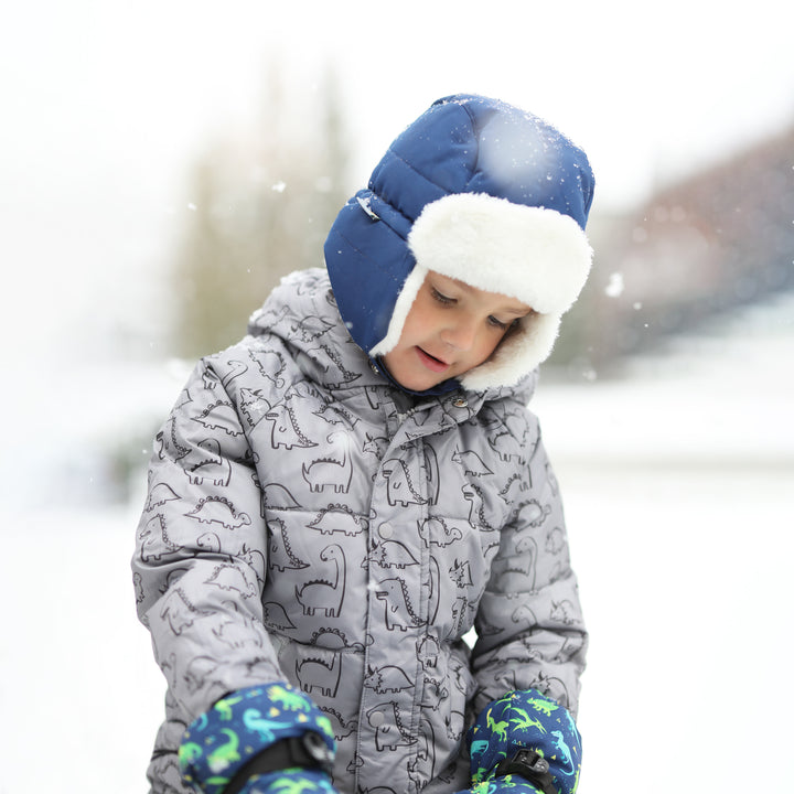 >Jan & Jul Kids Toasty-Dry Puffy Coat - Glacier Dino