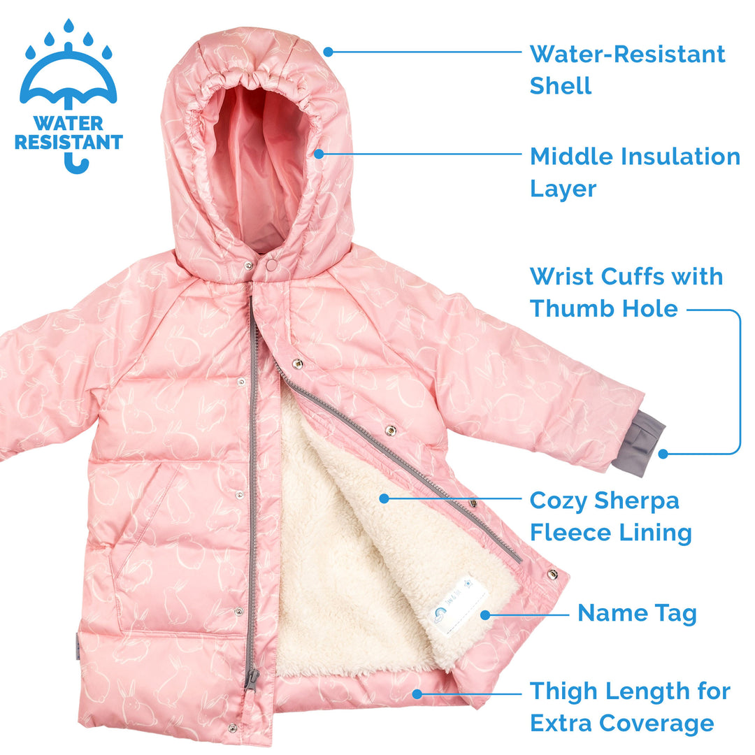 >Jan & Jul Kids Toasty-Dry Puffy Coat - Snow Bunny