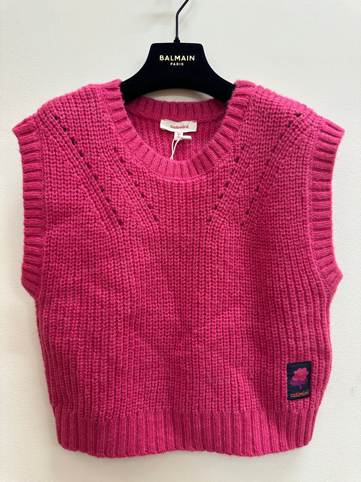 Catimini Kids Girl‘s Sleeveless Pullover Sweater - Pink Shocking