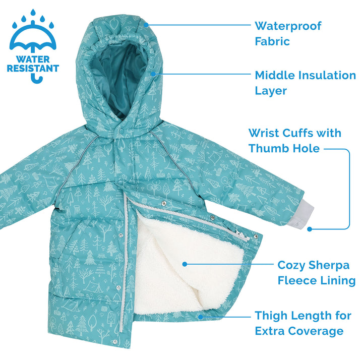 >Jan & Jul Kids Waterproof Winter Coat - Green Grove