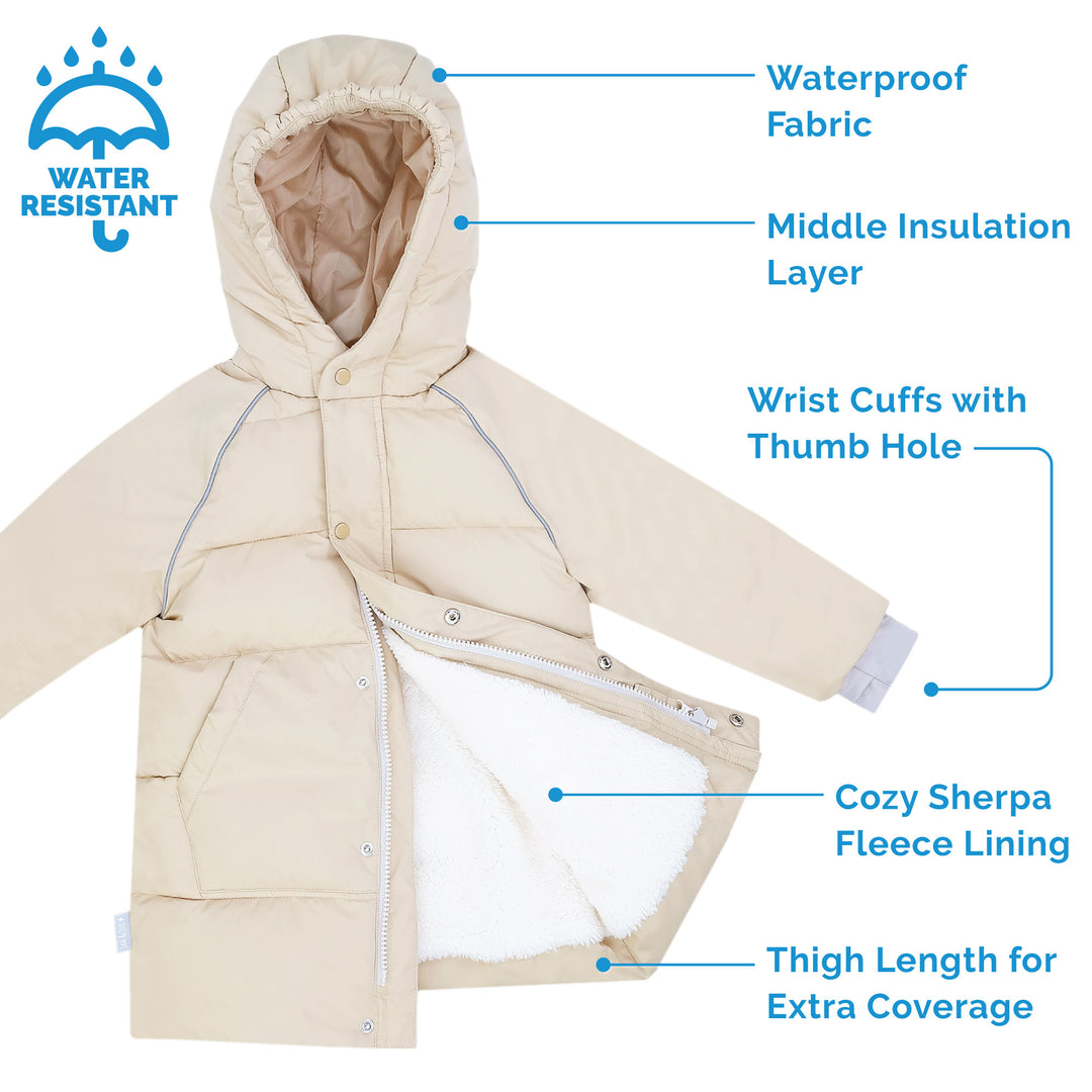 >Jan & Jul Kids Waterproof Winter Coat - Oat