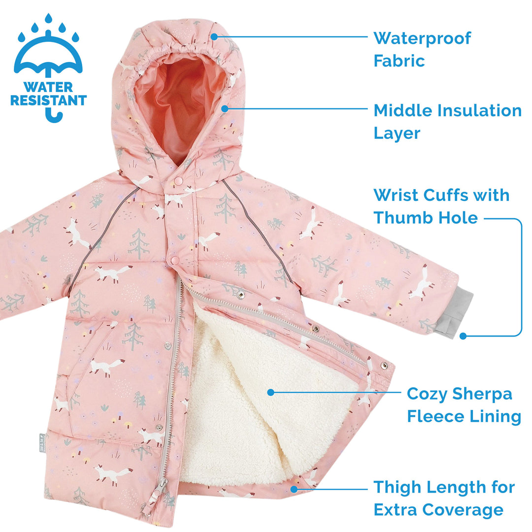 >Jan & Jul Kids Waterproof Winter Coat - Pink Forest