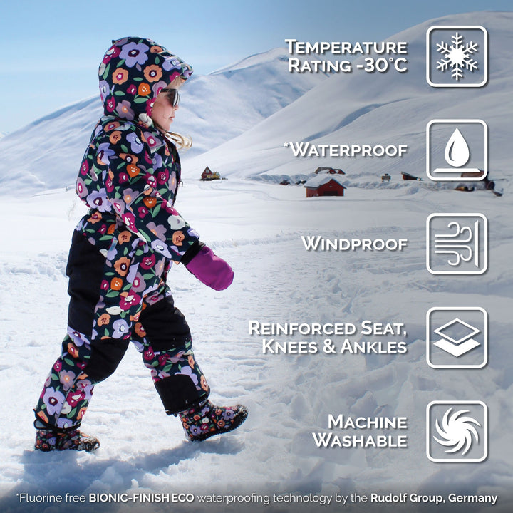 >Jan & Jul Kids Waterproof Snowsuit - Winter Flowers