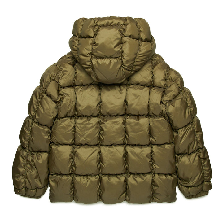 Diesel Kids Puffer Jacket with Checked Quilting - Olive