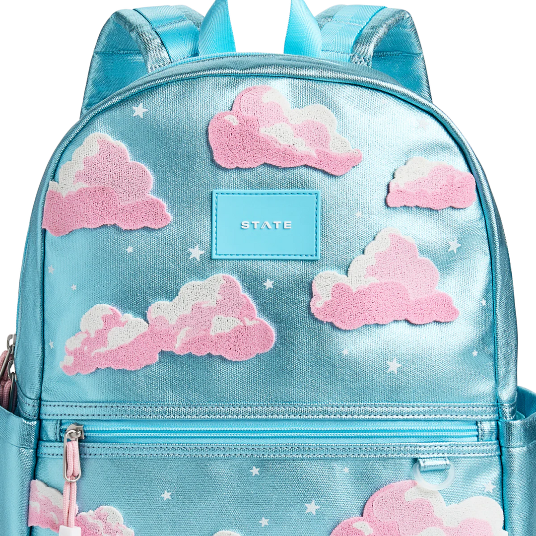 State Bags Kane Kids Double Pocket Backpack - Metallic | Clouds