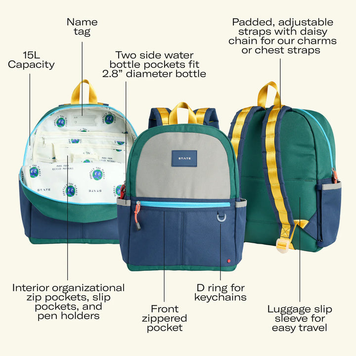 >State Bags Kane Kids Backpack in Patchwork Sports