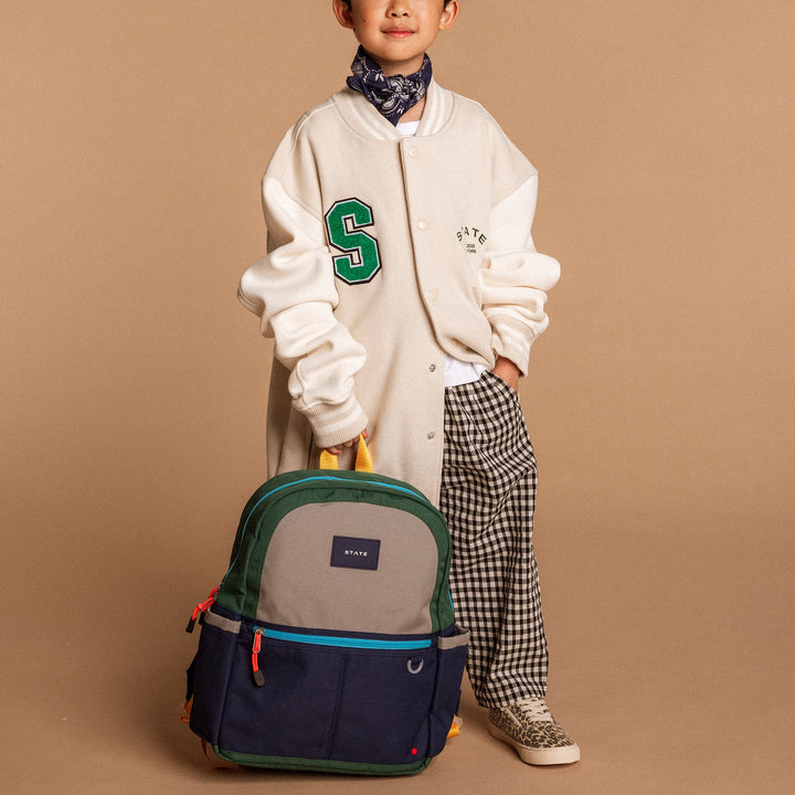 >State Bags Kane Kids Backpack in Green/Navy