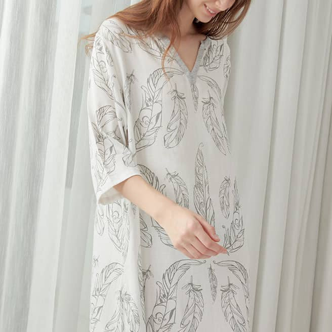 Nest Designs Women's Bamboo Dream Gown Sleeping Tunic - Feather White