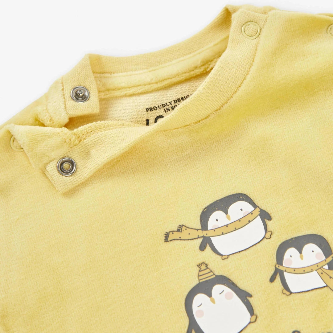 Losan Kids Baby PENGUIN Winter Family Shirt+Pants Set - Light Yellow - Newborn