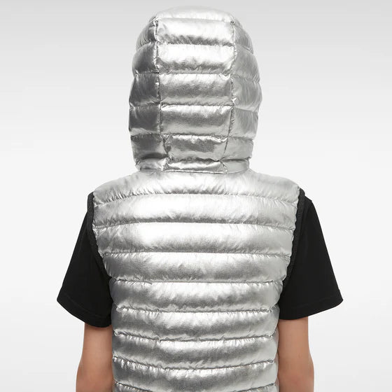 Moose Knuckles Kids Air Down Metallic Vest With Zip Pockets - Silver
