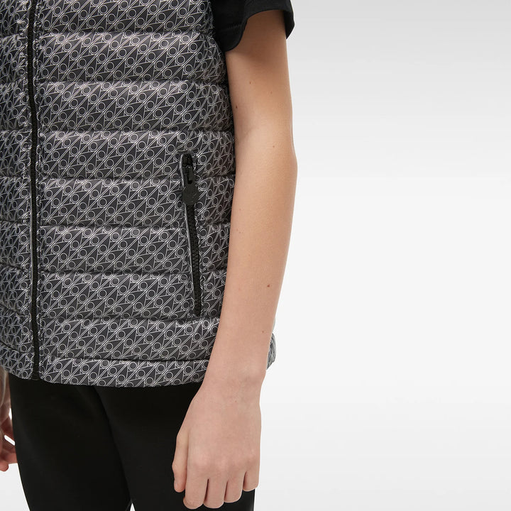 Moose Knuckles Kids Air Down Vest With Zip Pockets - Grey Printed