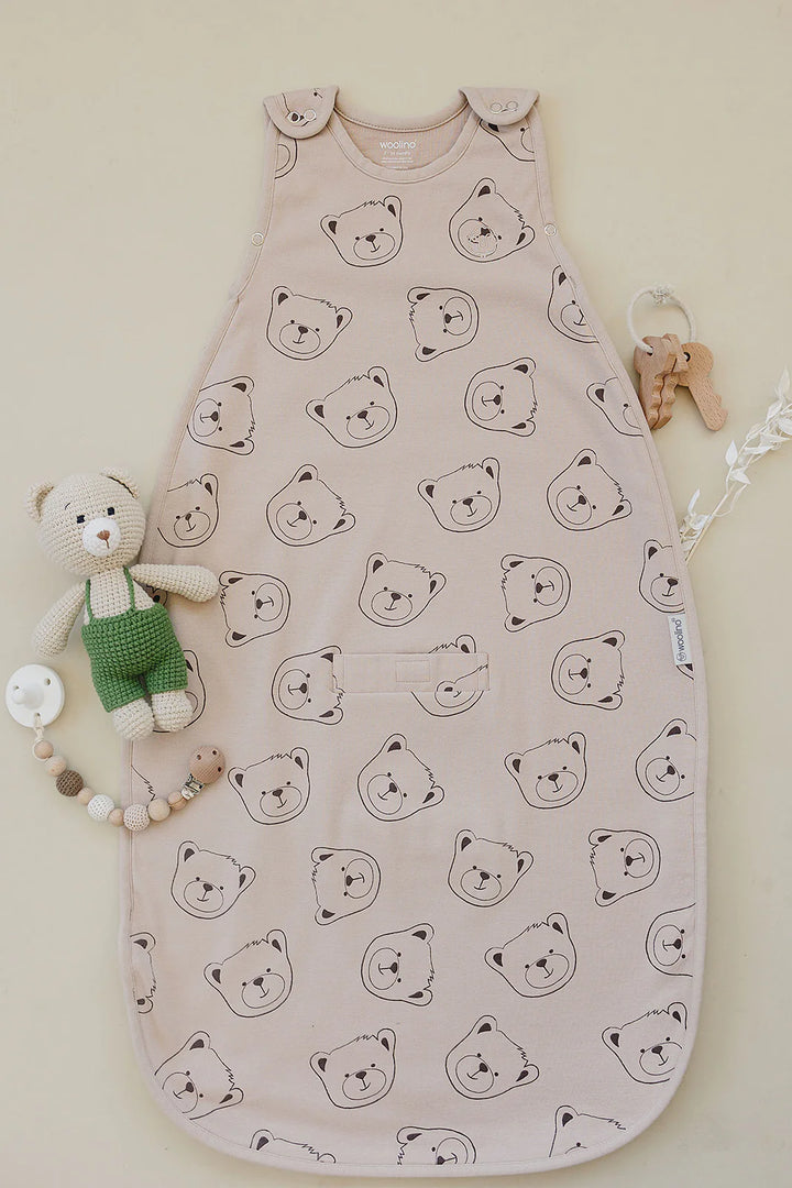 >Woolino Merino Wool 4 Season BABY Sleep Bag ULTIMATE  - Teddy Bear