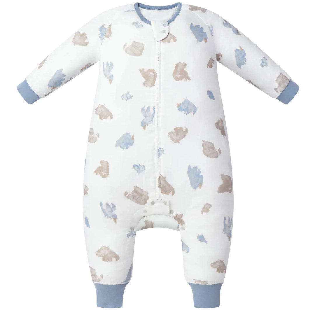 Nest Designs Kids 0.6 TOG Long Sleeve Footed Sleep Suit (Bamboo Pima) - Rhino Hippo