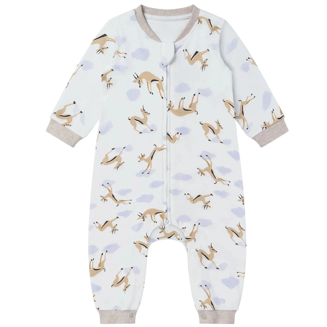 Nest Designs Baby Long Sleeve Romper (Organic Cotton) - Gazelle Sky