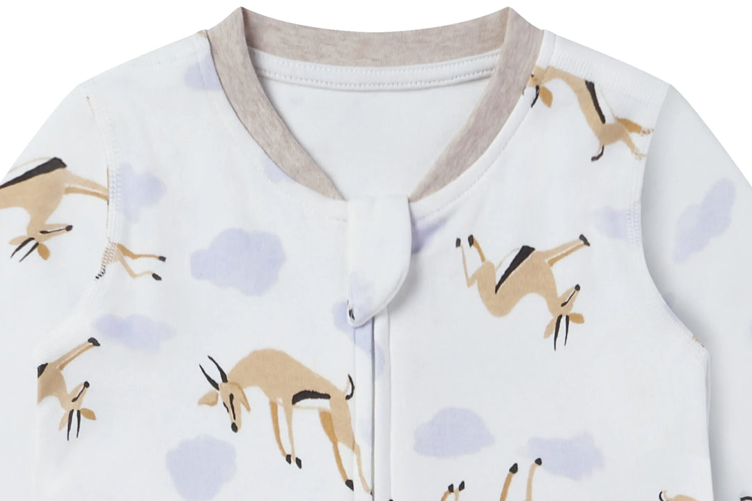 Nest Designs Baby Long Sleeve Romper (Organic Cotton) - Gazelle Sky