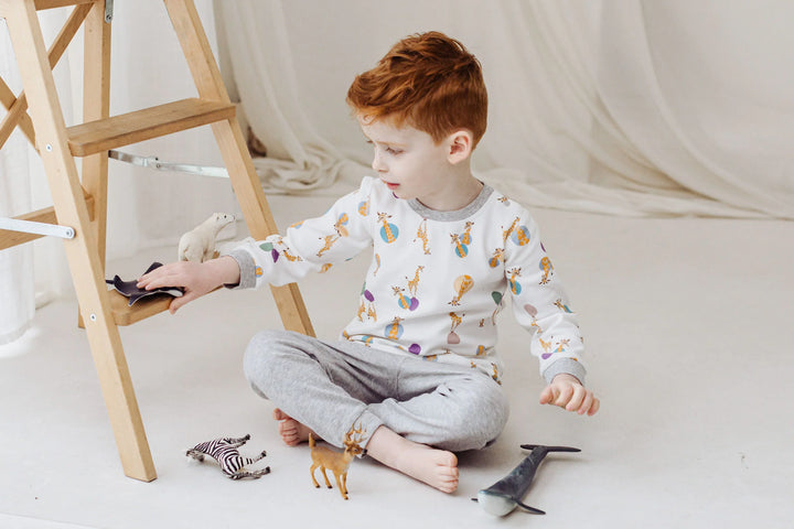 Nest Designs Kids Organic Cotton Two-Piece PJ Set - Giraffe Shapes