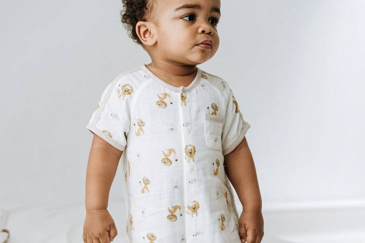 Nest Designs Baby Bamboo Pima Short Sleeve Romper - The Lion and The Mouse