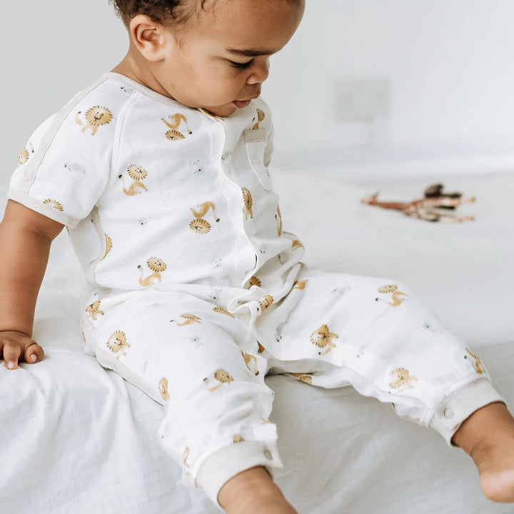 Nest Designs Baby Bamboo Pima Short Sleeve Romper - The Lion and The Mouse