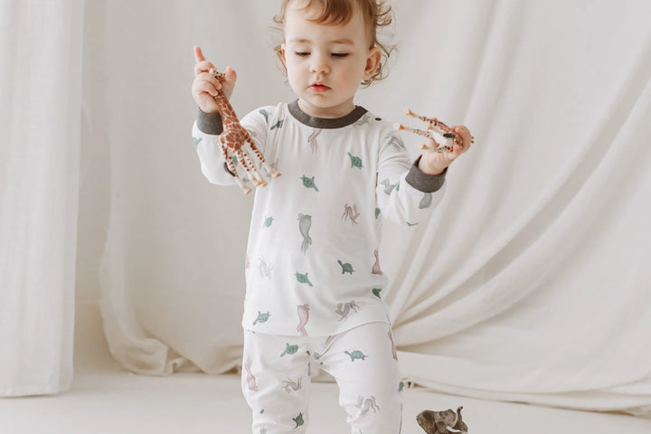 Nest Designs Kids/Baby Avocado Bamboo Two-Piece Long Sleeve PJ Set - The Tortoise & The Hare