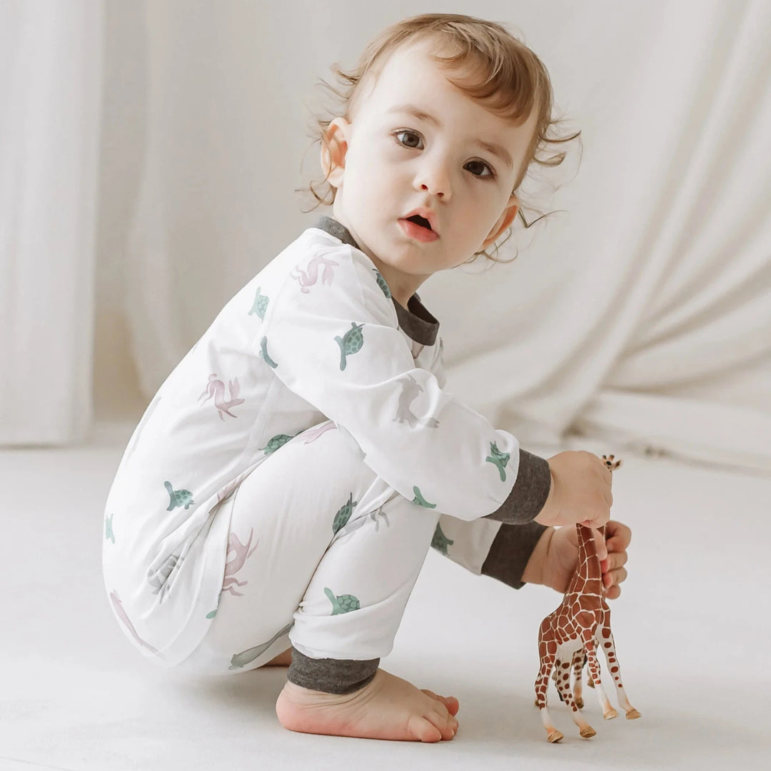 Nest Designs Kids/Baby Avocado Bamboo Two-Piece Long Sleeve PJ Set - The Tortoise & The Hare