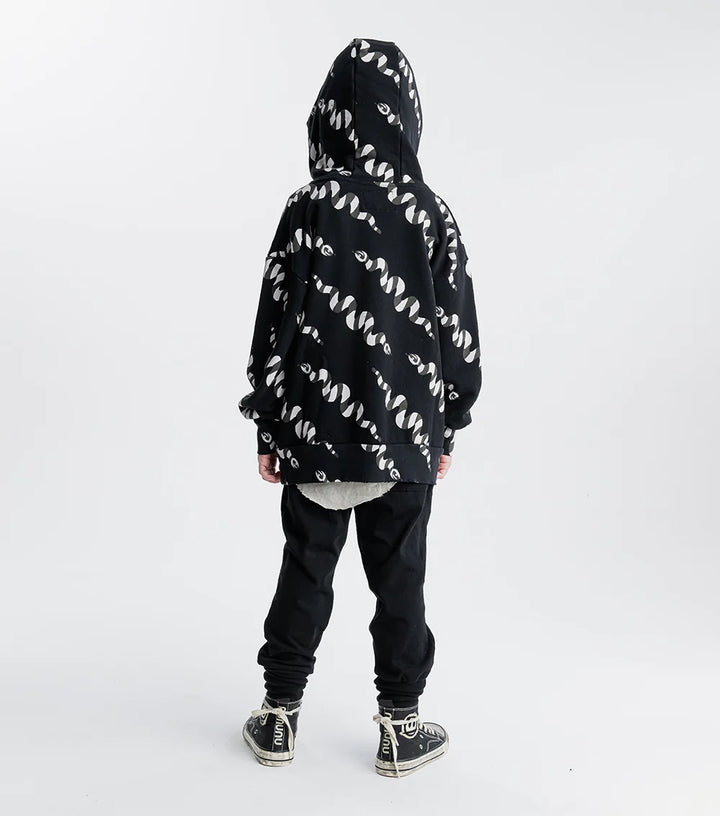 Nununu Kids STRIPEY SNAKES HOODIE - BLACK