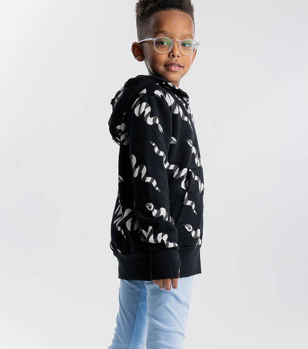 Nununu Kids STRIPEY SNAKES HOODIE - BLACK