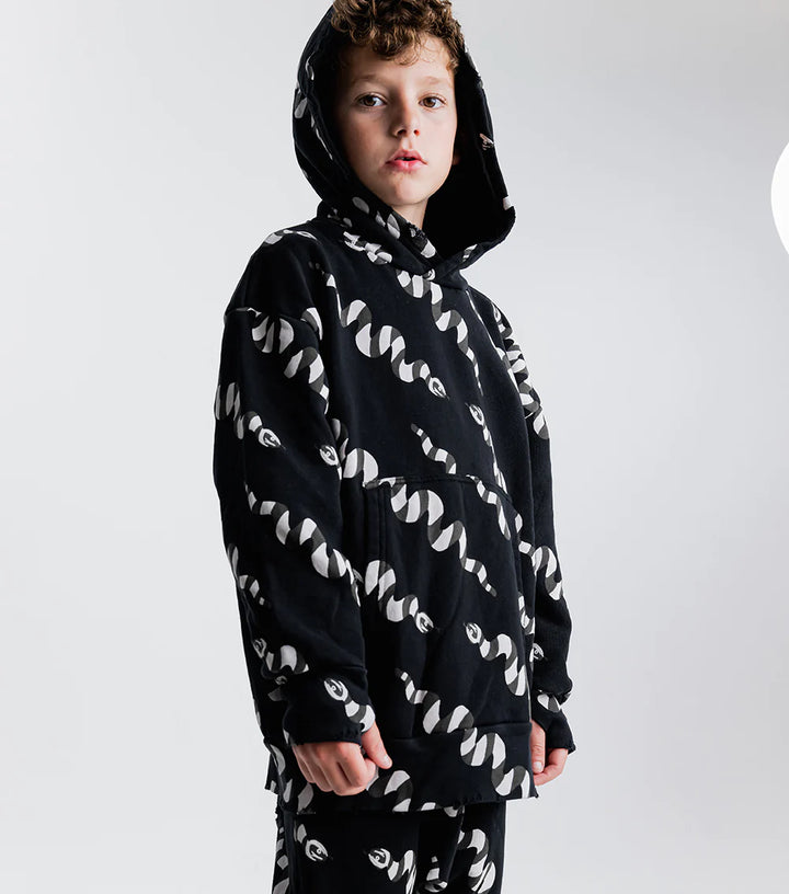 Nununu Kids STRIPEY SNAKES HOODIE - BLACK