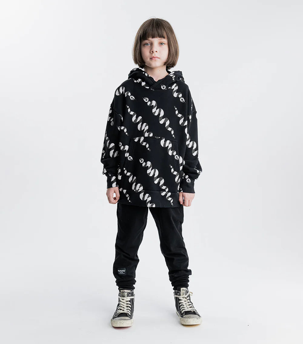 Nununu Kids STRIPEY SNAKES HOODIE - BLACK