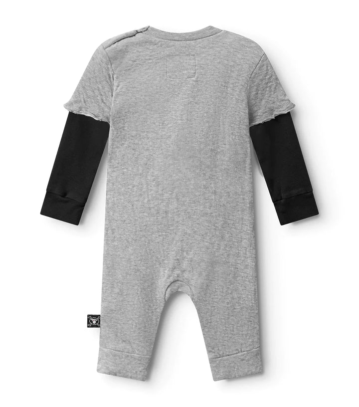 Nununu Baby SOFT PIXEL SKULL OVERALL - HEATHER GREY