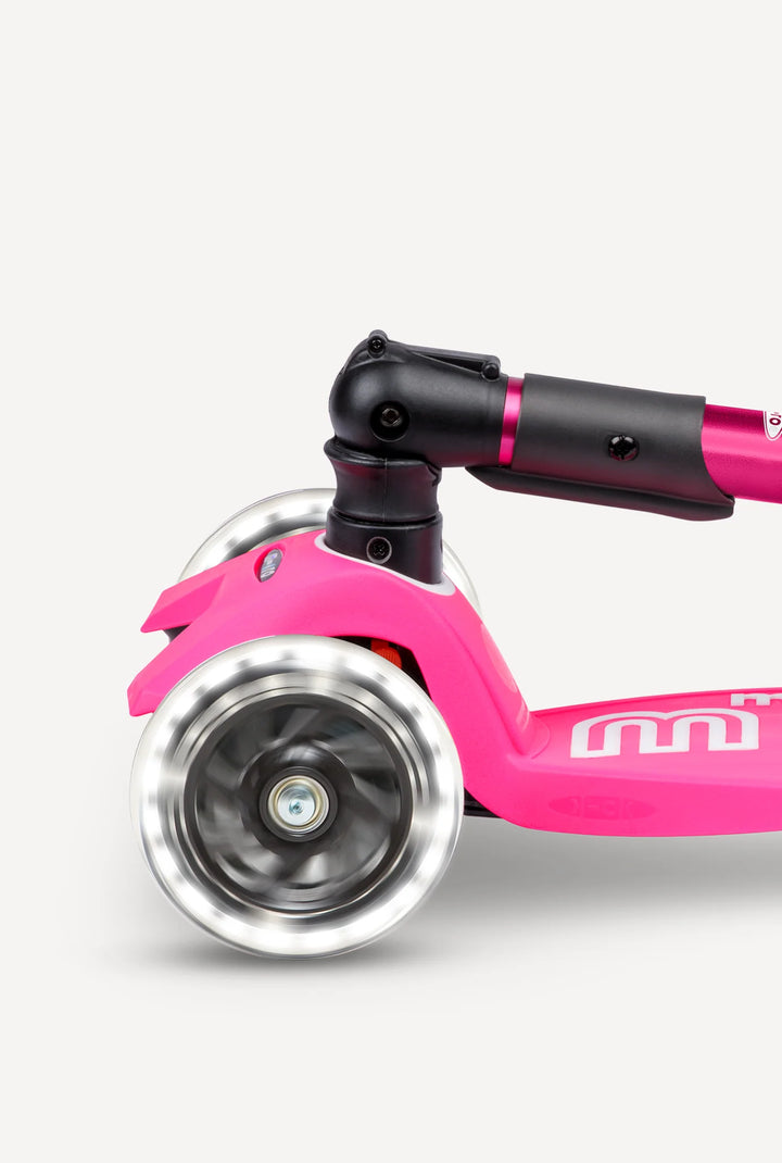 Micro Kickboard Kids Maxi Deluxe Foldable LED Scooter - Shocking Pink [Age 5-12]