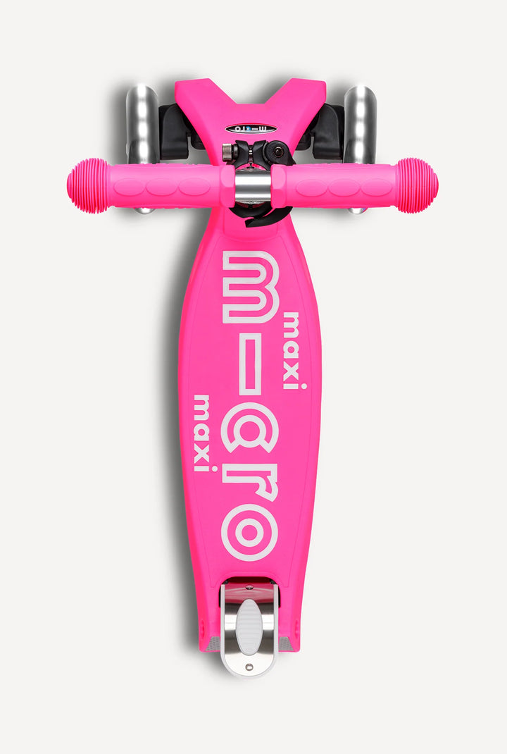 Micro Kickboard Kids Maxi Deluxe Foldable LED Scooter - Shocking Pink [Age 5-12]