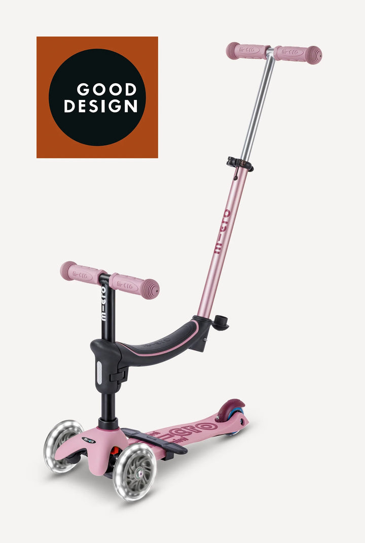 Micro Kickboard Kids Mini Rock & Go LED All-in-One Ride - Dusty Rose [Age 1-6]