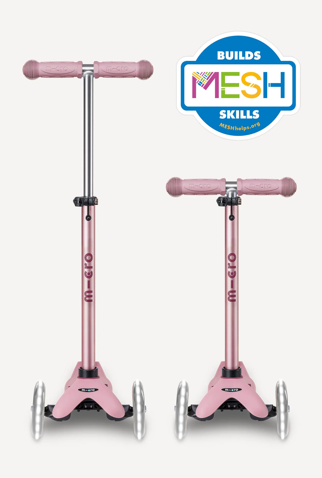 Micro Kickboard Kids Mini Rock & Go LED All-in-One Ride - Dusty Rose [Age 1-6]