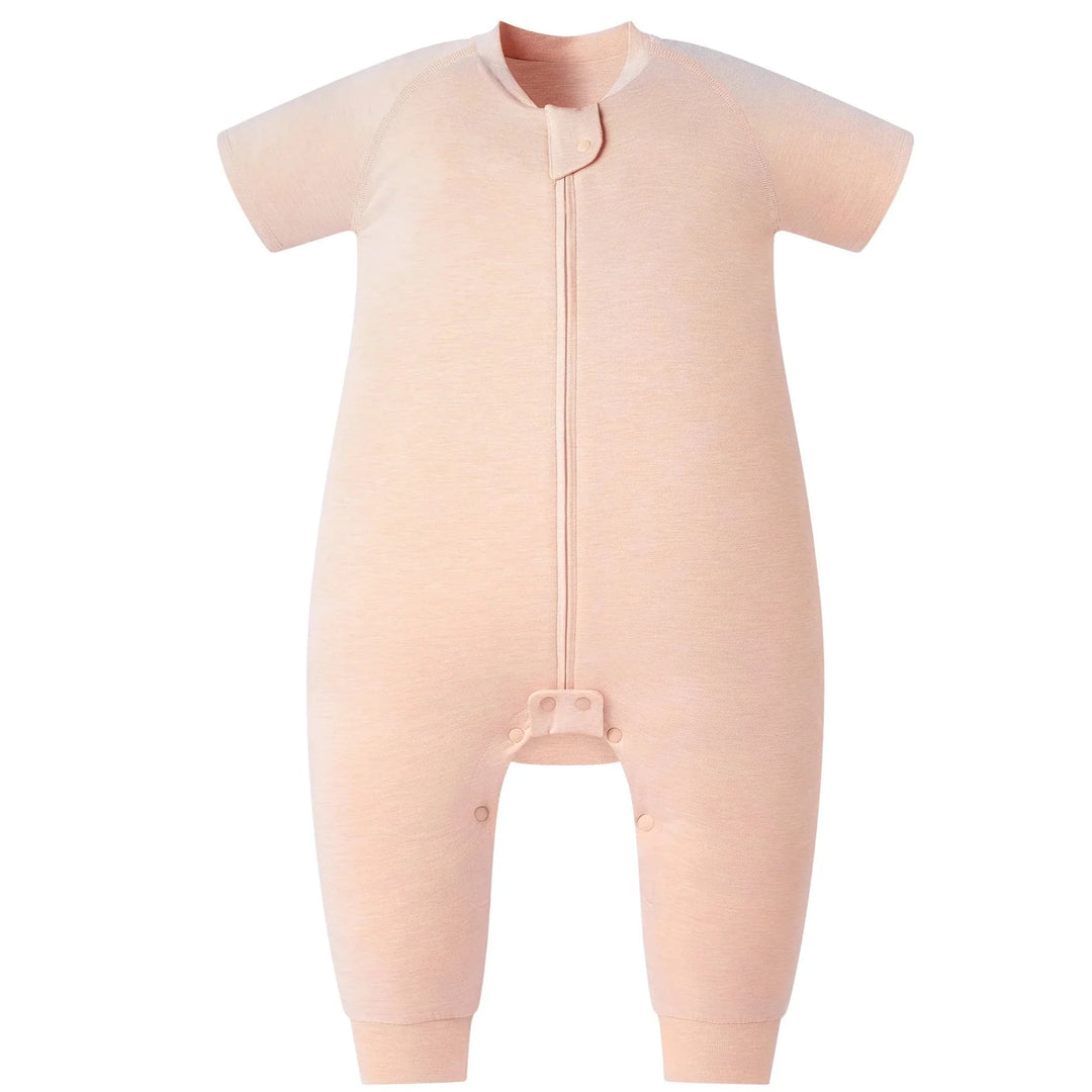 Nest Designs Kids 0.5 TOG Bamboo Jersey Short Sleeve Footed Sleep Bag - Pantone Peach Parfaits