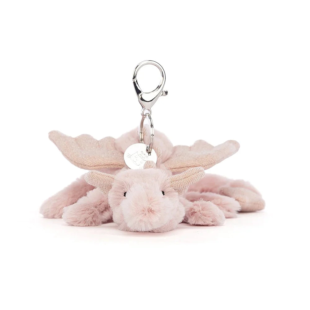 Jellycat Rose Dragon Bag Charm H5" X W9"