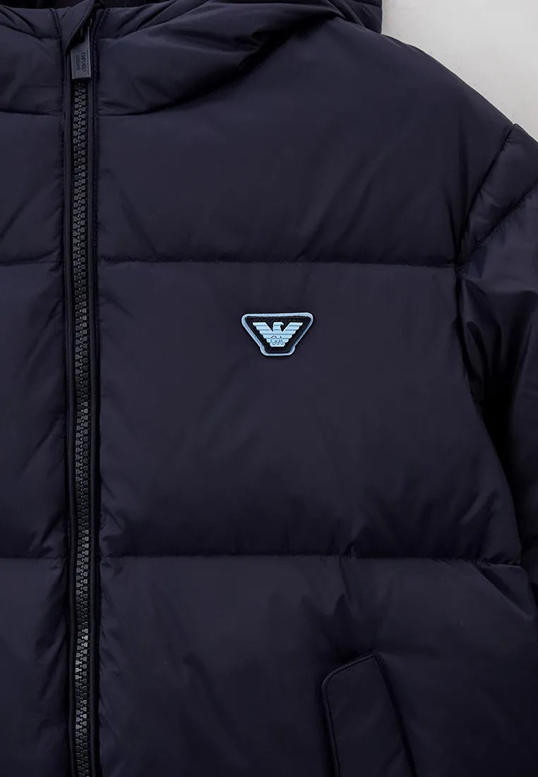 Emporio Armani Kids Long Recycled Down Jacket - Blue Navy