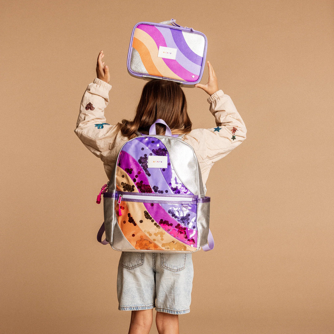 State Bags Kane Kids Backpack in Metallic SEQUIN WAVE