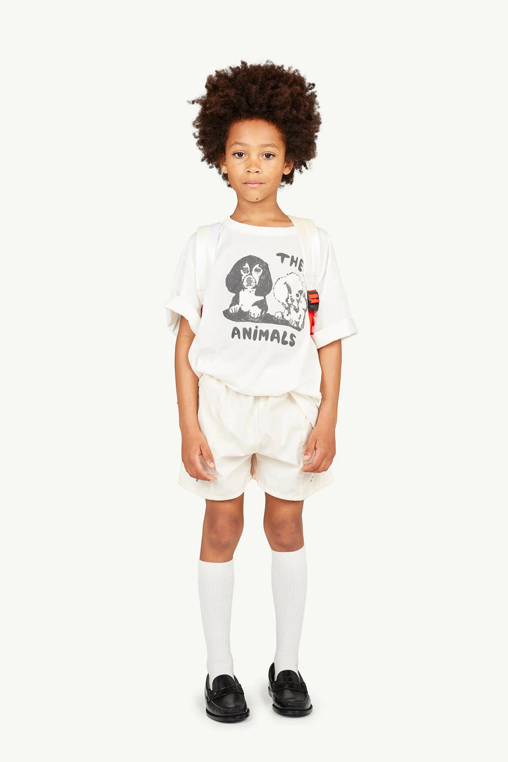 THE ANIMALS OBSERVATORY Kids White Puppies Rooster Oversize T-Shirt
