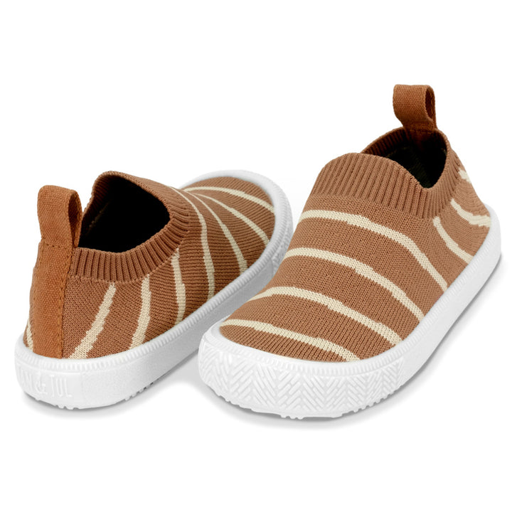 >Jan & Jul Kids Graphic Knit Shoe - Khaki Stripes