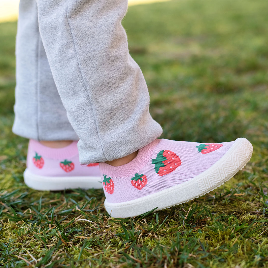 >Jan & Jul Kids Graphic Knit Shoe - Pink Strawberry