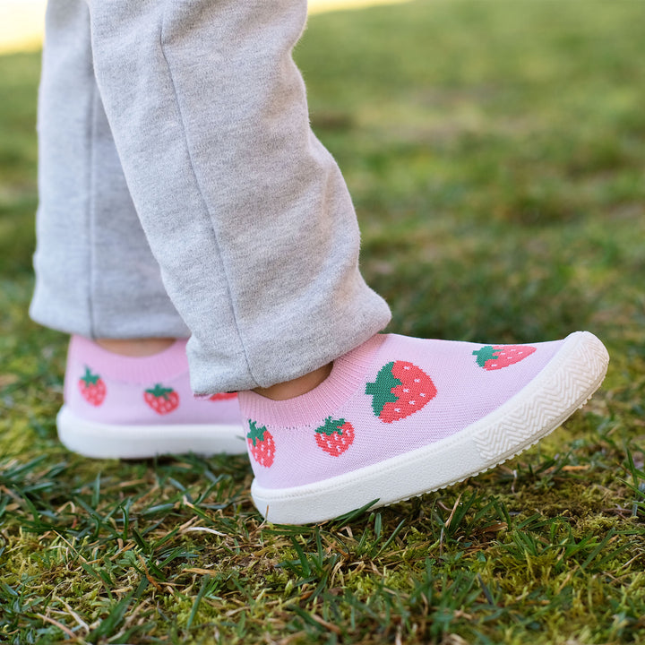 >Jan & Jul Kids Graphic Knit Shoe - Pink Strawberry