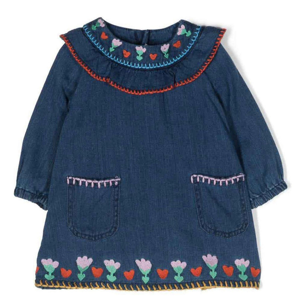 STELLA MCCARTNEY Baby Girl's Folk Flower Embroidery Denim Dress - 3M/6 Mom Loves Me Children Boutique STELLA MCCARTNEY Baby Girl's Folk Flower Embroidery Denim Dress - 3M/6 Mom Loves Me Children Boutique