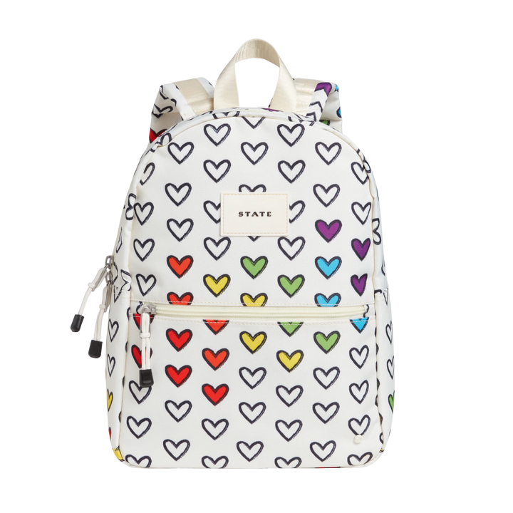 State Bags Kane Kids Mini Travel Backpack in Rainbow Hearts