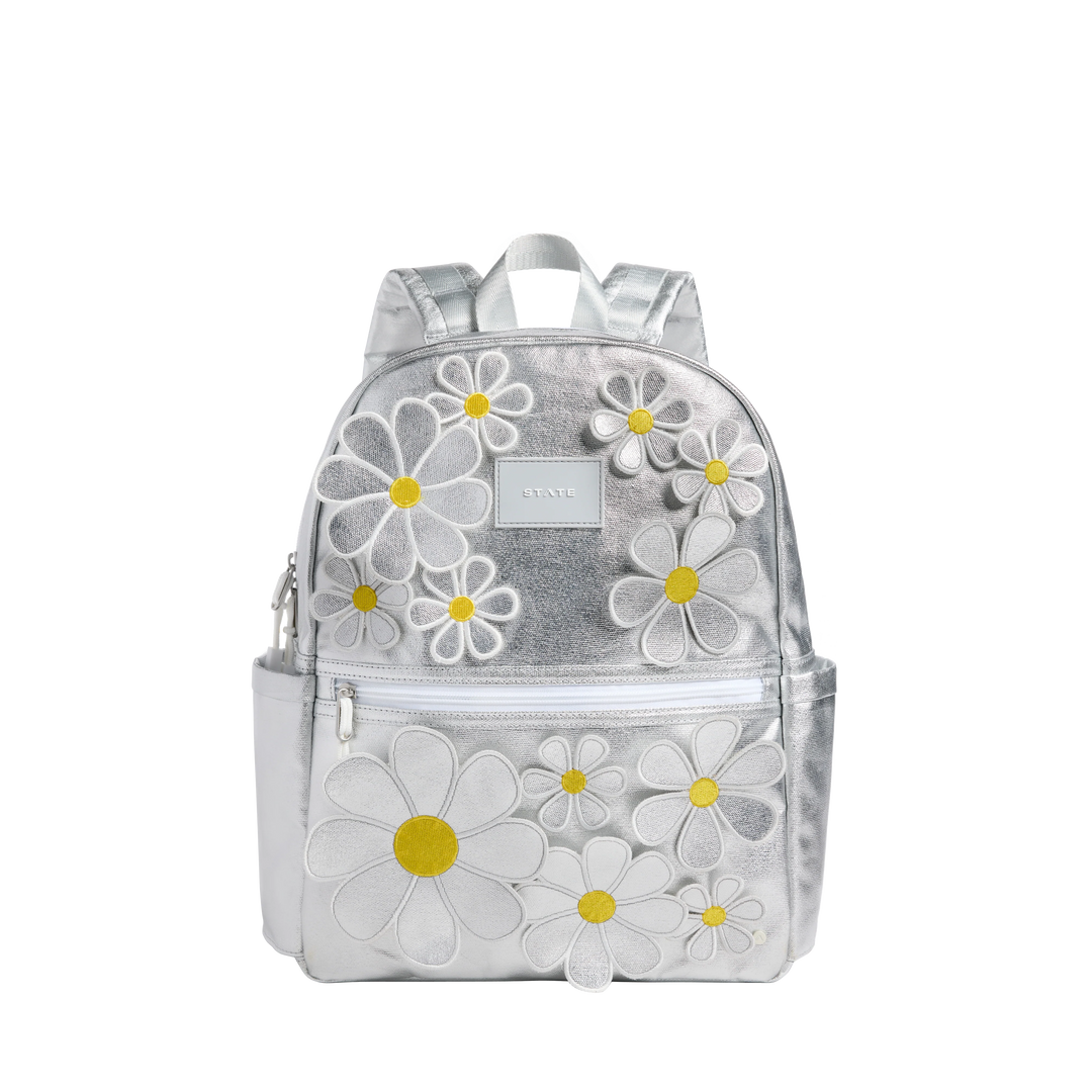 State Bags Kane Kids Backpack in Metallic 3D Daisies