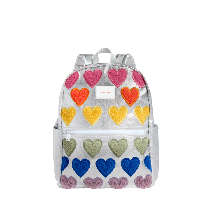 State Bags Kane Kids Double Pocket Large Backpack - FUZZY HEARTS