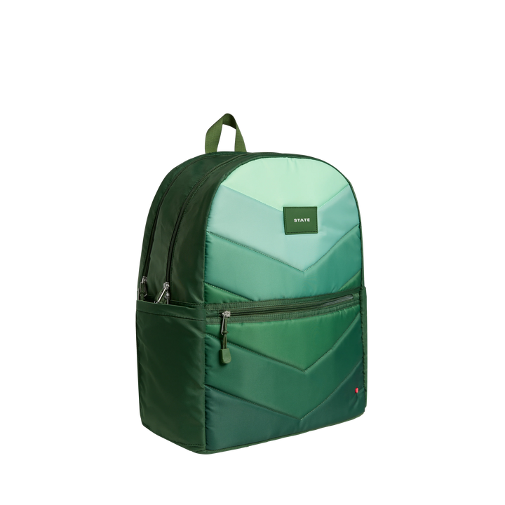 >State Bags Kane Kids Double Pocket Large Backpack in Olive Chevron