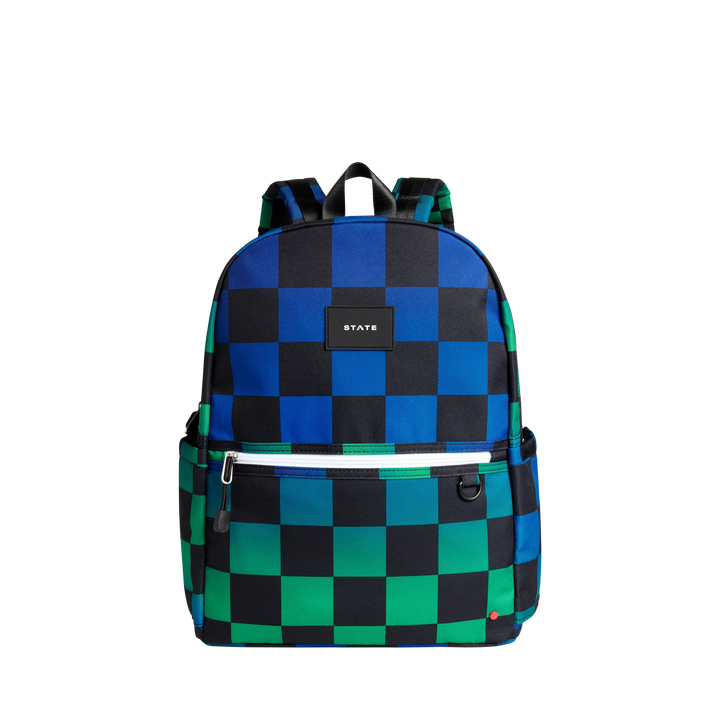 >State Bags Kane Kids DOUBLE POCKET - BLUE CHECKERBOARD
