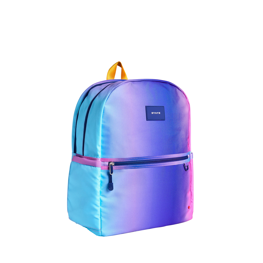State Bags Kane Kids Double Pocket Large Backpack in Blue/Pink Gradient