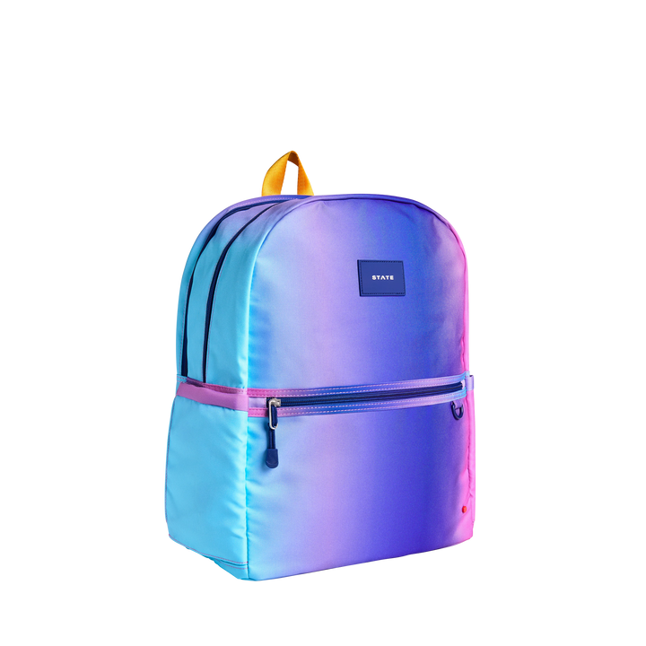 State Bags Kane Kids Double Pocket Large Backpack in Blue/Pink Gradient