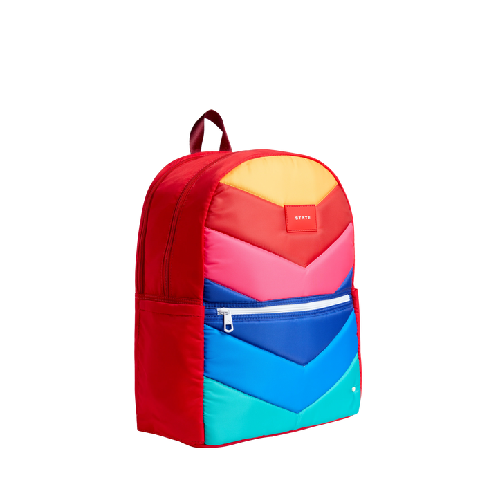 State Bags Kane Kids Double Pocket Large Backpack - RAINBOW CHEVRON